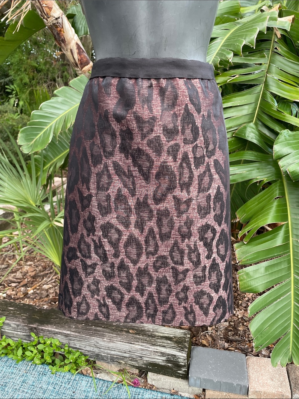 bronze metallic Leopard Print Skirt